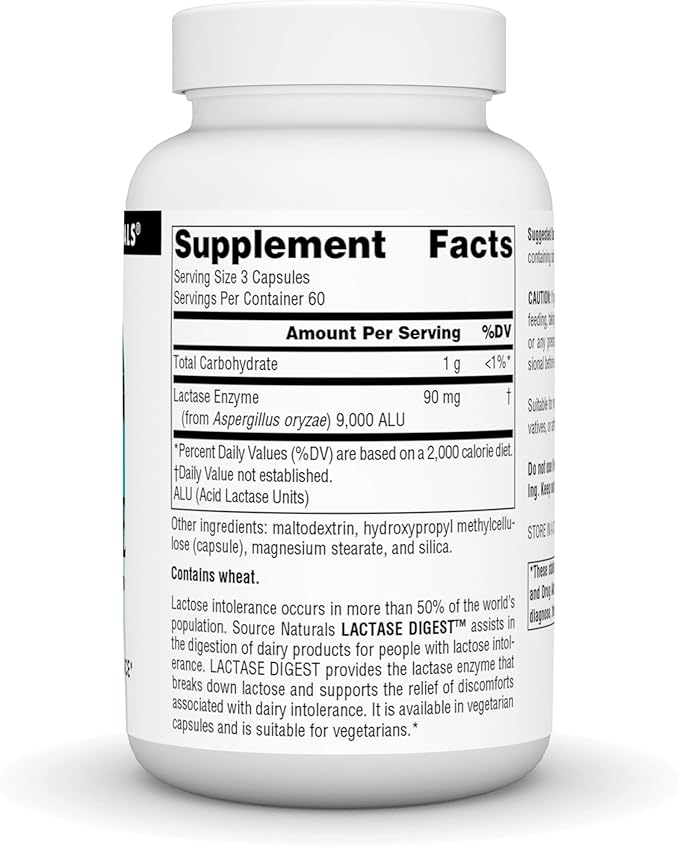 Source Naturals Lactase Digest, for Lactose Intolerance* - 180 Capsules