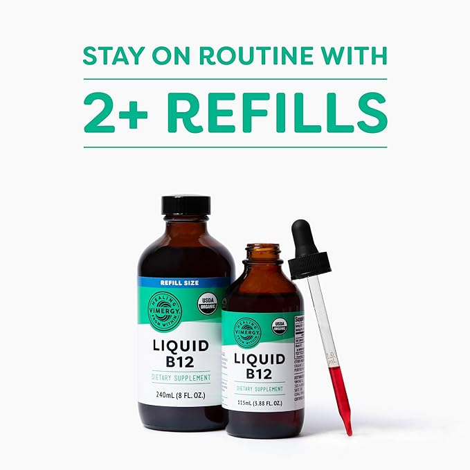 Vimergy Liquid B12 (115 mL) and Liquid B12 Refill (240 mL) - Bundle