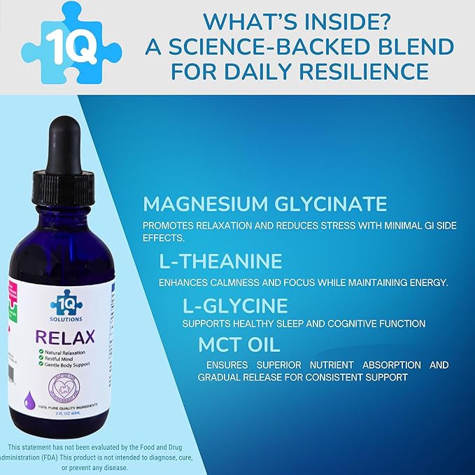 Relax - Kids Sleep Aid & Calm Liquid Drops | Magnesium Glycinate, L-Theanine & L-Glycine | Melatonin -Free, Sugar-Free, Vegan, Gluten-Free, Non-GMO | Advance Absorption | Easy-to-Take | 2 Fl Oz