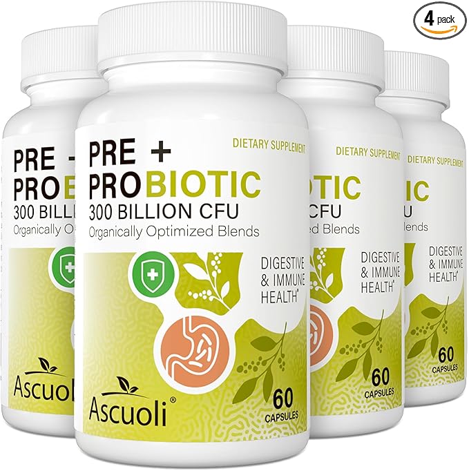 Probiotics for Women & Men - 300 Billion CFU, 22 Strains + 15 Organic Herbs Prebiotics Blend, Daily Probiotic for Digestive Health, Immune, Gut, Bloating - 240 Vegetarian Capsule (240-Days Supply)