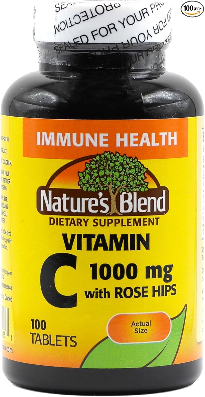 Nature`s Blend Vitamin C 1000mg w/Rose Hips Tablets 100 ct