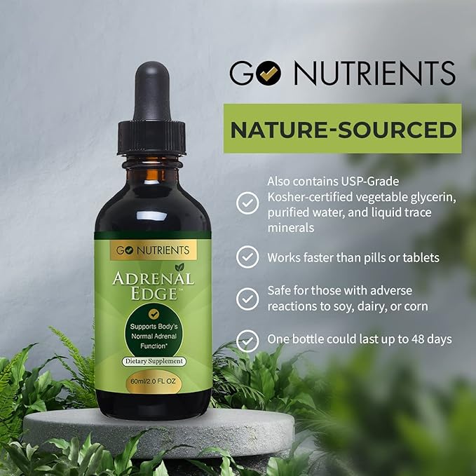 Go Nutrients Thyroid Edge 60 mL & Adrenal Edge 60 ml Energy & Fatigue Supplement Cortisol Manager Liquid Drops Thyroid Support Dietary Supplements to Boost Metabolism, Improve Skin & Stop Hair Loss
