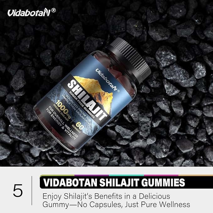 Sugar Free Shilajit Gummies 1000mg – Pure Shilajit Supplement for Men & Women – 85+ Trace Minerals & Fulvic Acid with Ashwagandha- Energy, Brain, Immunity –Mixed Berry Flavor,60 Gummies