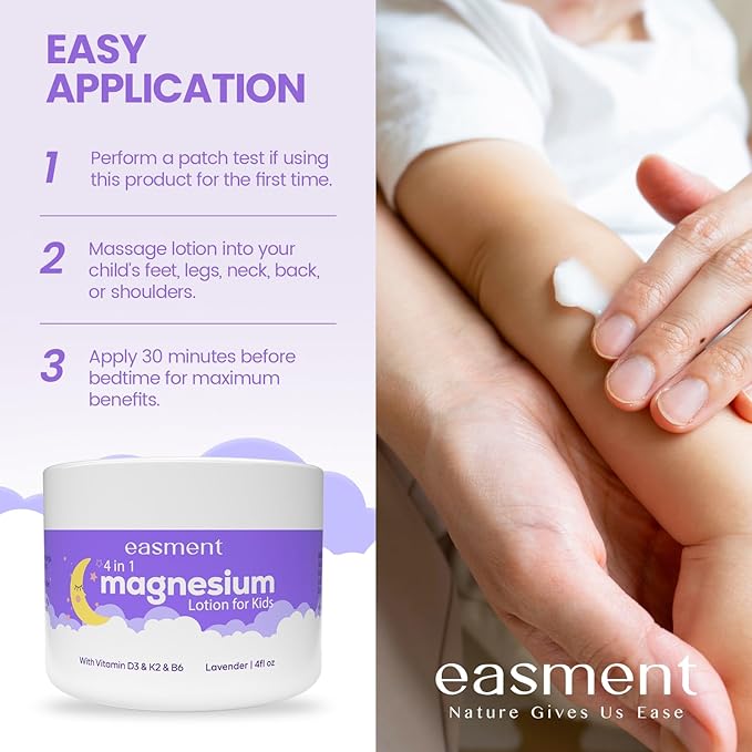 Magnesium Lotion for Kids Sleep: Gentle Lavender Formula with Vitamins D3, K2 & B6 – Nourishing Cream for Sensitive Skin, Safe for Babies & Perfect for Daily Use