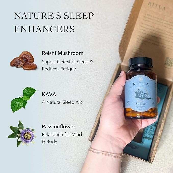 Wellness Natural Sleep Supplement, Deep Sleep Aid, Mushroom Supplement with Kava Powder, Reishi Mushroom and Passionflower Extracts, Alternate to Sleep Gummies, Promotes Relaxation, 60 Capsules