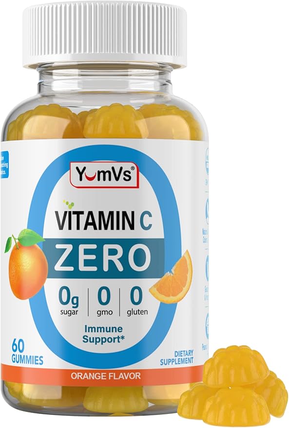Yum-Vs - Zero Sugar Vitamin C Gummies for Adults & Kids - 250 mg VIT C Immune Support Gummy Vitamins - Sugar Free Chewable Vitamin C Gummy Supplement - High Potency Vegetarian Vitamin C Boost (60)