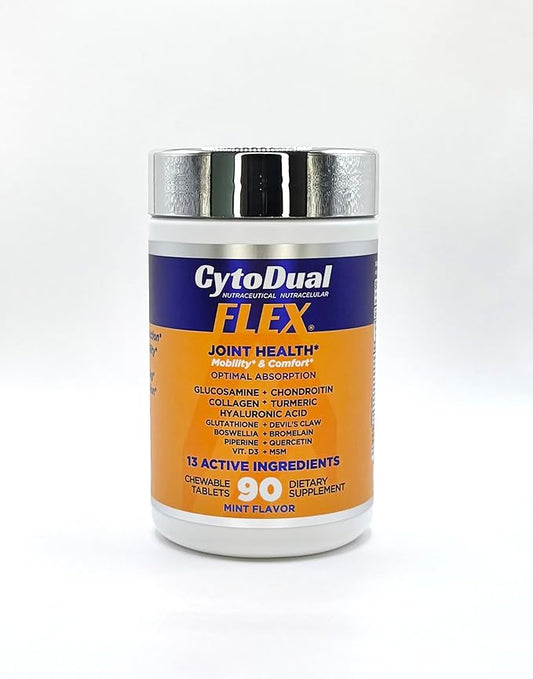 CytoDual Flex -Glucosamina Condroitina Msm Boswellia -Suplemento para el alivio del dolor de articulaciones –Tab. Masticables antiinflamatorias y antioxidantes para tu espalda, rodillas, manos.90 Días