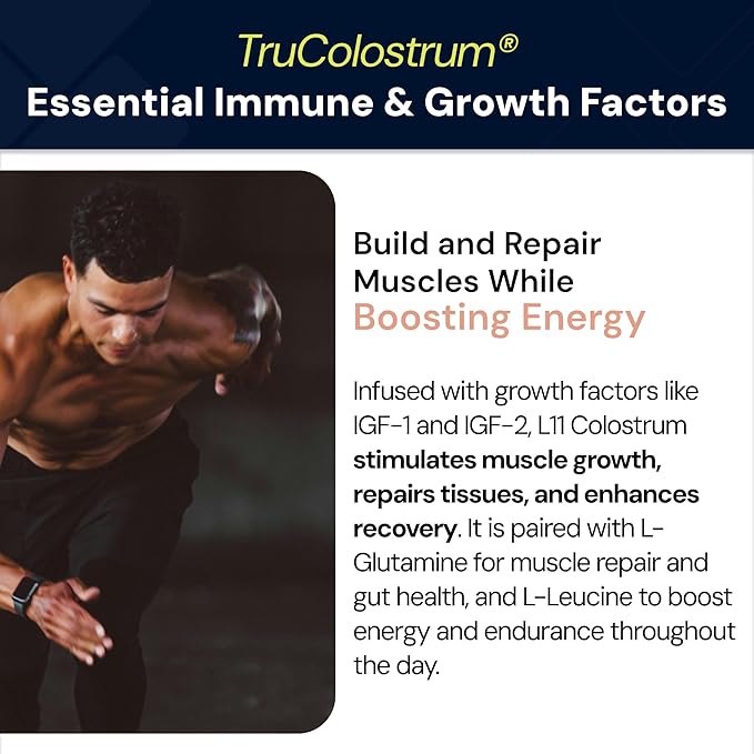 Colostrum Supplement by L11 with Lactoferrin Biotin Zinc & Vitamin D | Bovine Colostrum Powder for Peak Athletic Health, Gut Health, Muscle & Immune Support | 1500mg Colostrum - Chocolate, 30 Servings