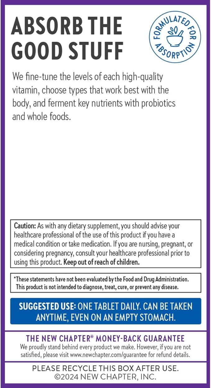 New Chapter Vitamin B Complex – Fermented Coenzyme B Complex Rich in Vitamin B12 + Vitamin B6 + Biotin + Made with Organic Ingredients - 30 ct