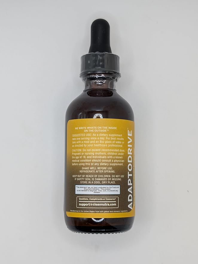 Clean Nutra Organic Maca Root Liquid Drops with Ashwagandha, Fenugreek, Beet Root and L-Arginine Liquid Multivitamin for Women and Men - Adapto Drive