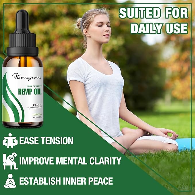 (3-Pack) Hemp Oil Drops High Potency - Relief Good Mood - Maximum Strength 1000,000 Natural Relax Hemp Oil - Organic Hemp Oils Tincture Extract - Vegan,Non-GMO