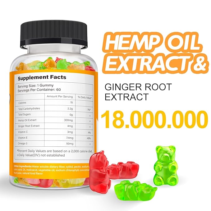 FUJI ORCHARD 18000mg Hemp Gummies High Potency - Hemp Gummies for Deep Bedtimes & Relaxation - Gominolas de aceite de Marihuana Natural para adultos - Sin Gluten y veganas - 60 unidades