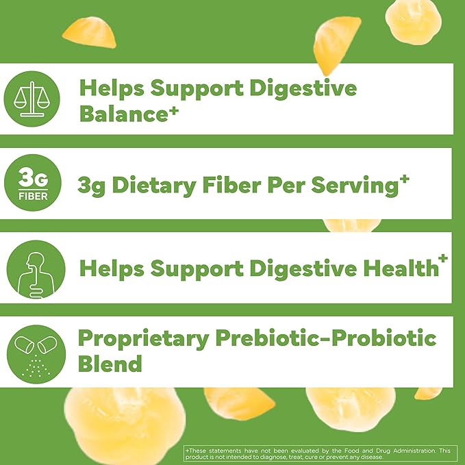 Konsyl Gut Health Prebiotic - Probiotic Fiber Gummies - Helps Support Digestive Health+ - Vegetarian Fiber Supplement Gummies for Adults- 56 Count