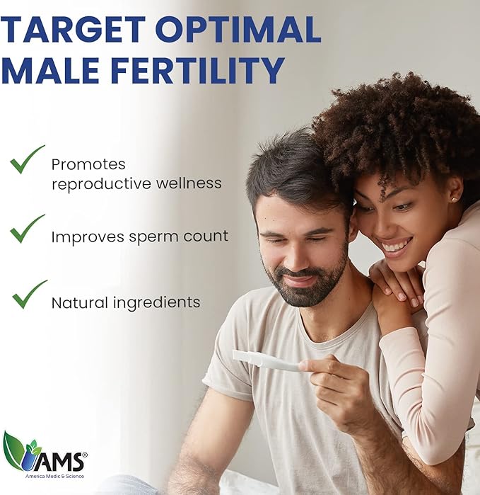 America Medic & Science Sperm Count Max (60 Capsules) | Male Fertility Supplement | Enhances Sperm Count and Reproductive Health | Prenatal Vitamins for Men | with Zinc, CoQ10, Vitamin C, B2, and B12