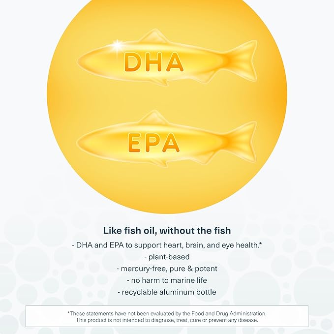 Youtheory Ocean-Friendly Omega - Vegan Algae Omega 3 Softgel - with EPA & DHA - Heart, Eye & Brain Health - Recyclable Aluminum Container - Gluten, Soy & Dairy Free - 60 Softgels