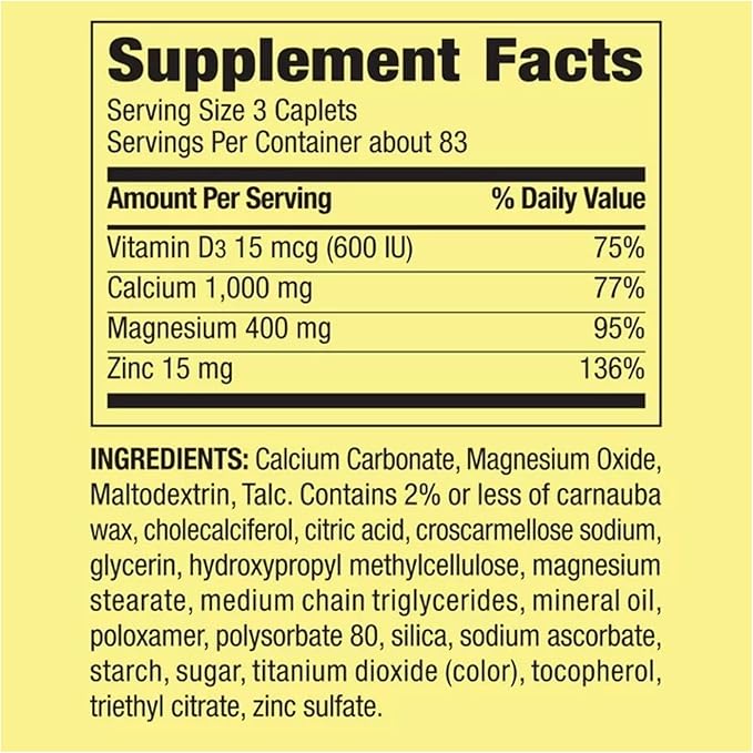 Calcium Magnesium Zinc with Vitamin D3 | Calcium Supplement | Calcium Magnesium Zinc | Calcium 600 mg with vitamin D3 | Calcium Magnesium Supplement + STS Sticker.