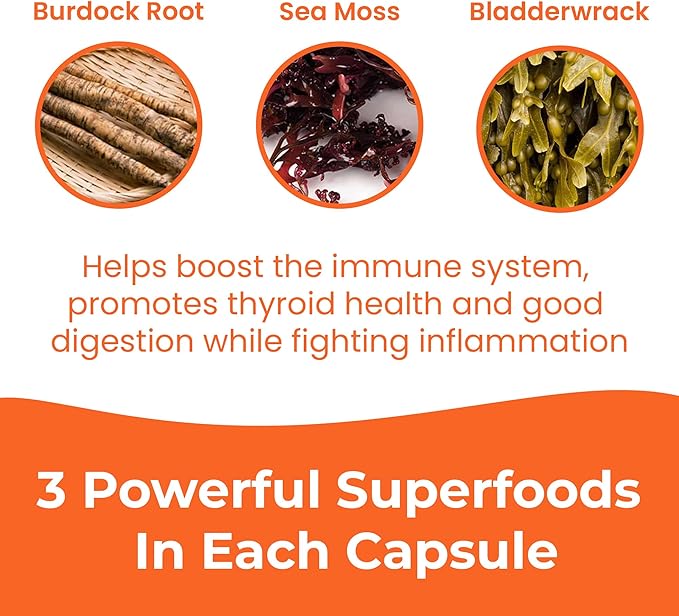 INFINITE AGE 2 Pack of 1250mg Sea Moss Advanced Superfood Capsules, 120 Count - High-Potency, Vegan, Made in The USA - Irish Seamoss, Bladderwrack, Burdock Root - Overall Health, Immunity Support