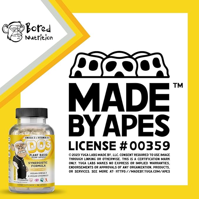 Bored Nutrition Vegan Omega 3 and Vitamin D3 Supplement 90Ct