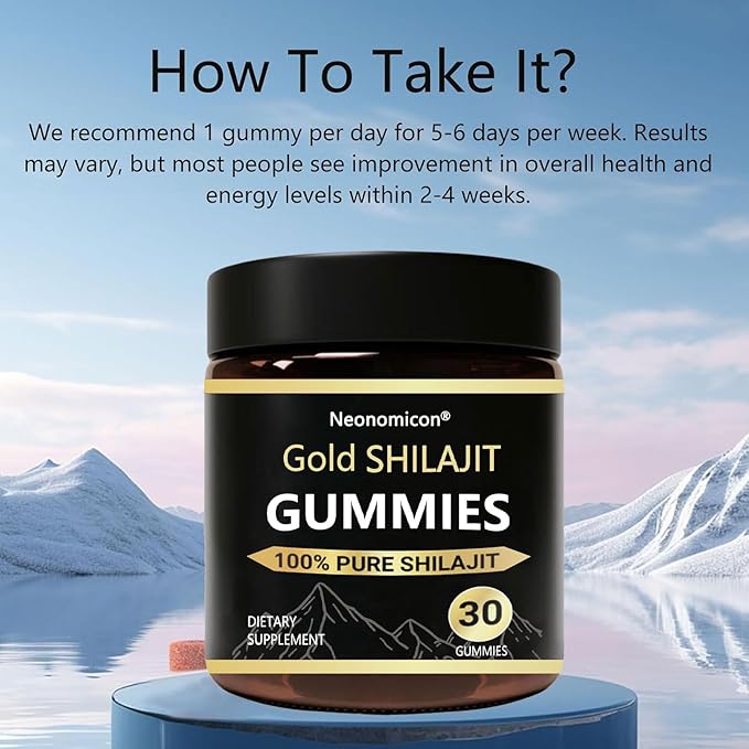 Shilajit Gummies for Men, Pure Himalayan Shilajit, 85+ Trace Minerals & Fulvic Acid, No Added Sugar Non-GMO, Energy Boost & Immune Support, 30 Gummies