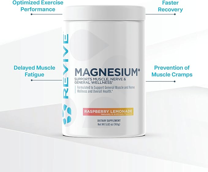 Revive MD Magnesium Powder Supplement - Magnesium Carbonate & Taurate Powder Drink Supports Healthy Bones, Muscles, & Nerves - Vegan-Friendly, Gluten-Free & Soy-Free - 30 Servings, Orange