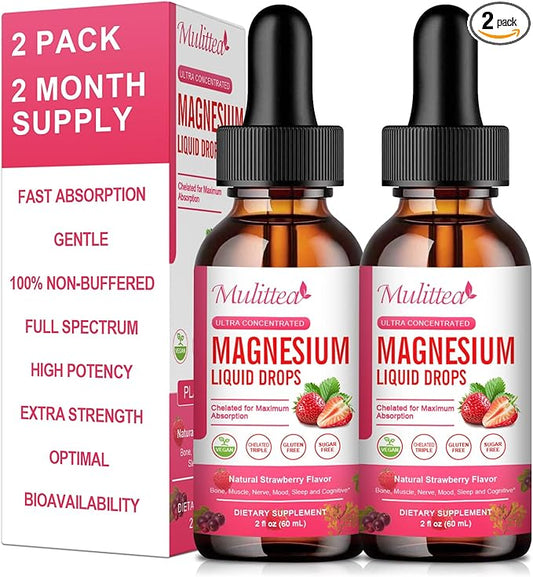 Magnesium Glycinate Liquid, High Potency Magnesium Glycinate, Citrate, Sugar Free Vegan Non-GMO Complex Supplement Promotes Nerv,Relaxation,Muscle,Sleep Support*