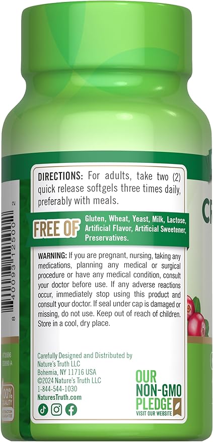Nature's Truth Cranberry with Vitamin C Softgels | 8400mg | 150 Pills | Urinary Tract Health Support | Non-GMO & Gluten Free Supplement