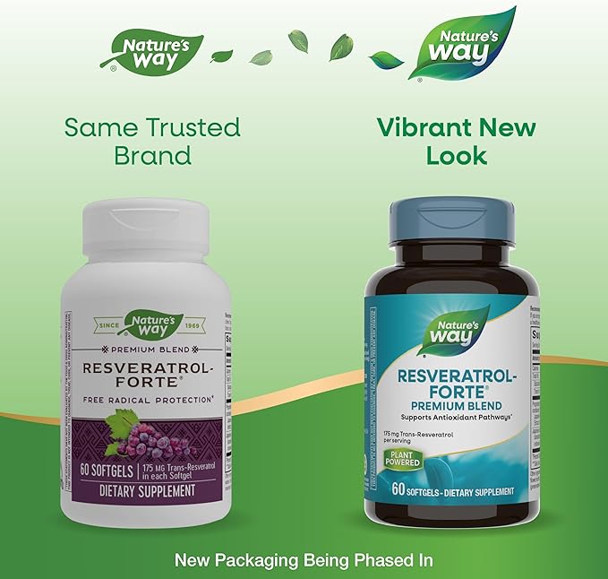 Nature's Way Resveratrol-Forte, Protects from Free Radicals*, 60 Softgels