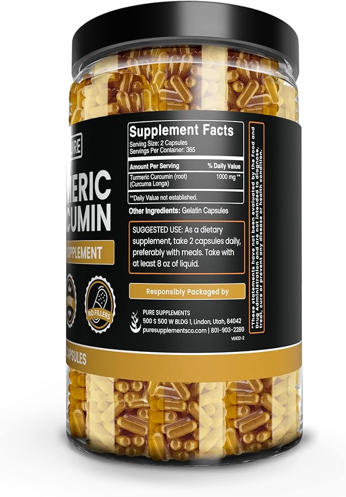 Pure Original Ingredients Turmeric Curcumin 730 Capsules No Magnesium Or Rice Fillers, Always Pure, Lab Verified
