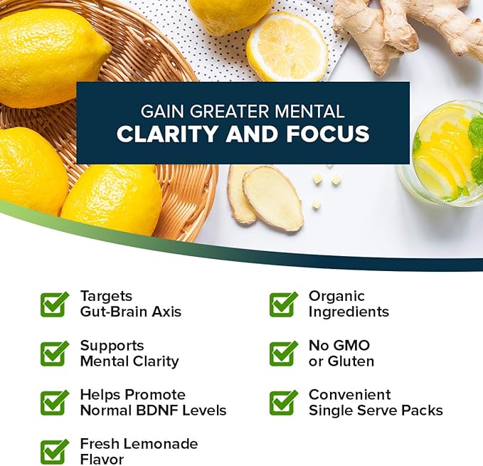 Organifi: Pure Smart Packs - Organic Brain and Immunity Support - Revitalizes Daily Mental Focus - Lemon Flavor, 3 Pack