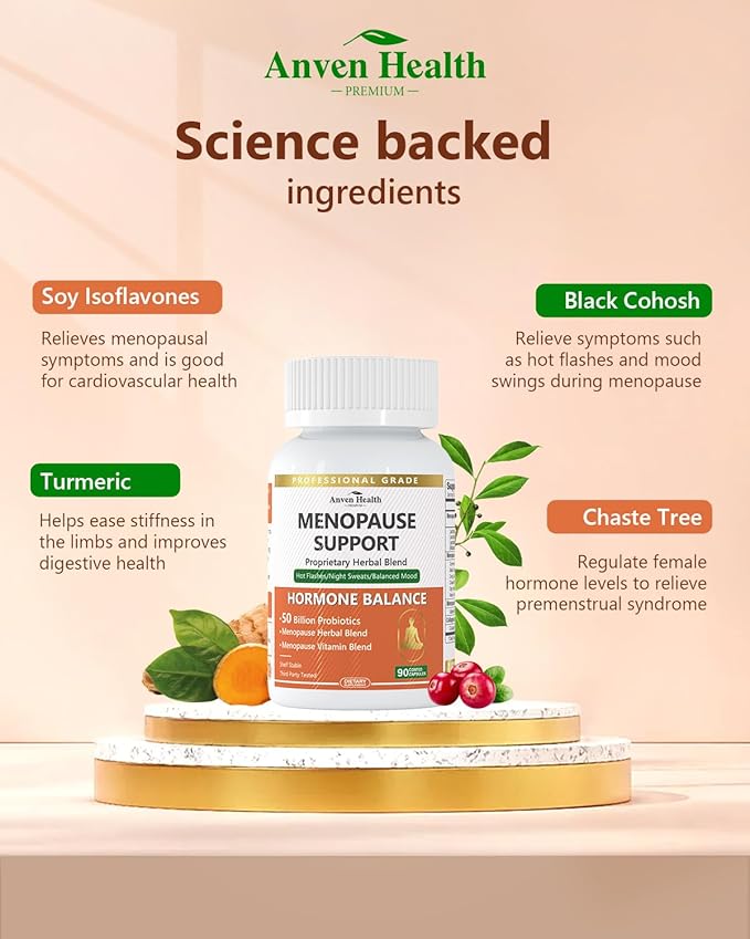 Menopause Supplements for Women - Probiotics for Menopause Relief, Hot Flashes, Night Sweats, Bloating & Gut Health with Herbs, Collagen, Vitamins, Gluten Free & Non-GMO | 270 Veggie Caps