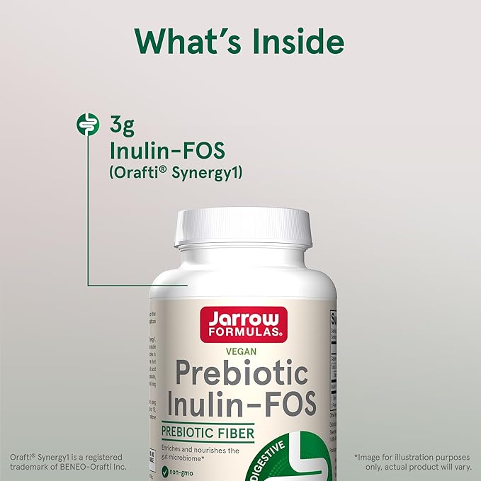 Jarrow Formulas® Prebiotic Inulin FOS Prebiotic Fiber Supplement, 6.3 Oz, Prebiotics for Gut Health and Digestive Support, Approx. 47 Servings
