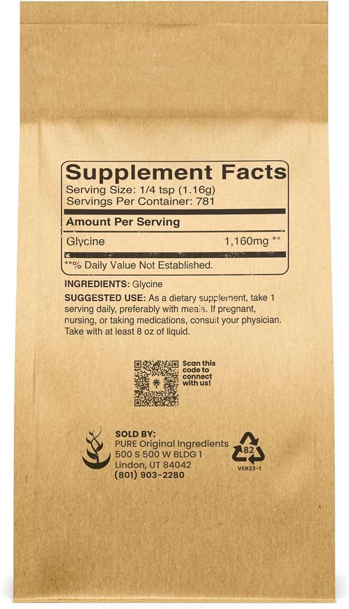 Pure Original Ingredients Glycine Powder (2lb) Non-GMO, Non-Essential Amino Acid, Allergen-Free