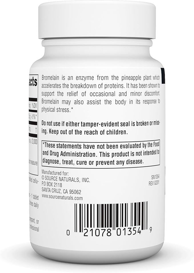 Source Naturals Bromelain, 2,000 GDU/GRAM, Pineapple Enzyme, 500 MG - 60 Tablets