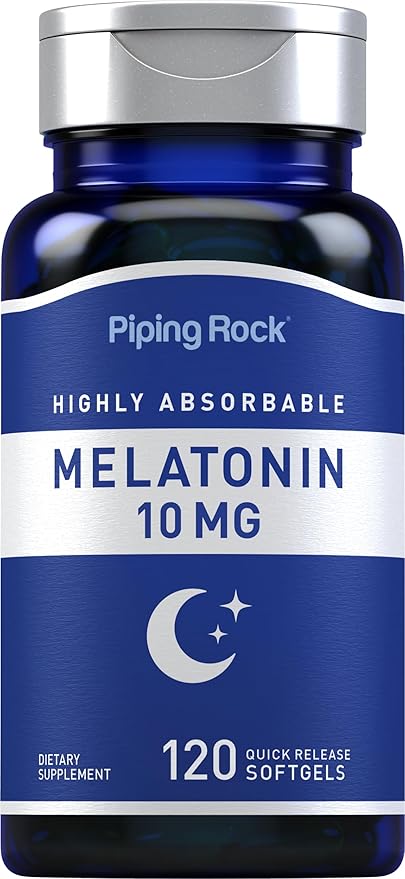 Piping Rock Melatonin 10mg | 120 Softgel Capsules | Quick Release Supplement | Non-GMO, Gluten Free