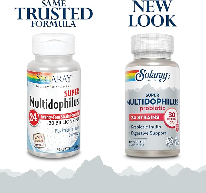 SOLARAY Super Multidophilus 24 Strain Probiotic | 30 Billion CFU | Healthy Gut Support | 30 Serv | 60 Enteric VegCaps