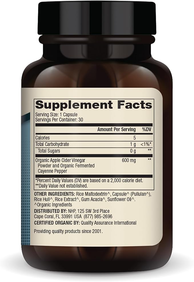Dr. Mercola Biothin Organic Apple Cider Vinegar and Fermented Cayenne, 30 Servings (30 Capsules), Dietary Supplement, Digestive Support, Non-GMO, USDA Organic