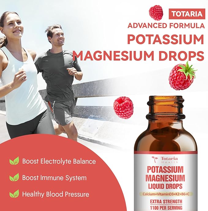 Potassium Magnesium Supplement Liquid Drops - Vitamin K 2 Potassium Supplement Complex Magnesium Glycinate Liquid Citrate Oil High Absorption Potasio Support Bone, Muscle, Leg Cramps, Immune Support