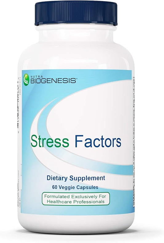 Nutra Biogenesis Stress Factors - GABA Supplements for Women & Men, L Theanine Calm Relaxation Support for Adults, 100mg L-Theanine & 25mg GABA Per Pill - 60 Veggie Capsules