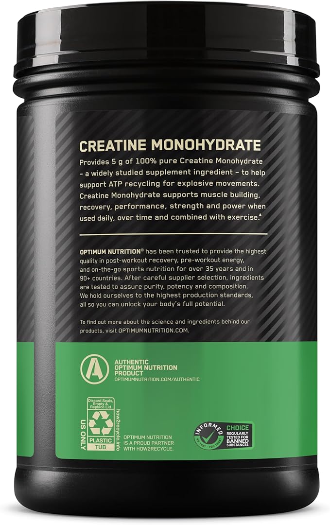 Optimum Nutrition Micronized Creatine Monohydrate Powder, Unflavored, 240 Servings, 1200 Grams (Packaging May Vary)