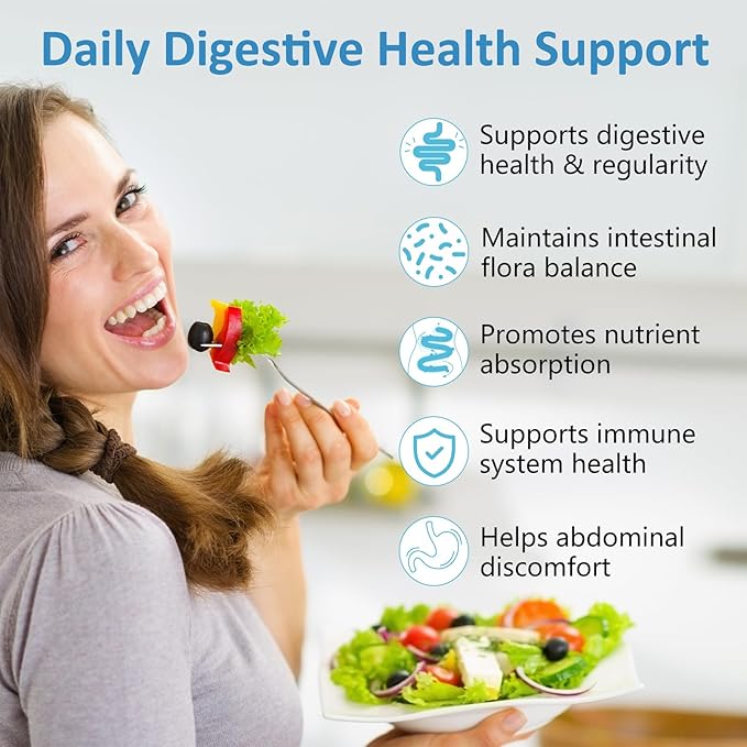 Probiotics and Organic Prebiotics for Women & Men, 60 Billion CFUs 10 Strains, Support Digestive & Gut Health, Gas & Bloating, 30 Capsules