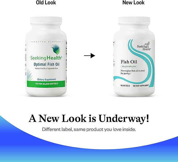 Seeking Health Optimal Fish Oil, Omega-3 Fatty Acids, Provides 900 mg EPA and DHA, Supports Joint, Heart, and Brain Health, Gelatin Softgels (120 softgels)*