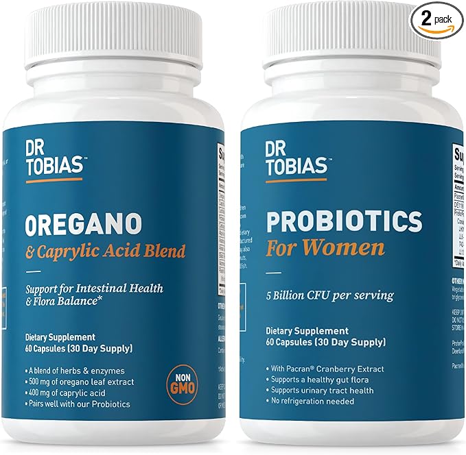 Dr. Tobias Oregano and Caprylic Acid Blend and Probiotics for Women - Supports Gut, Immune, and Urinary Health, Non-GMO