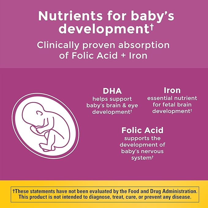 Nature Made Prenatal with Folic Acid + DHA, Prenatal Vitamin and Mineral Supplement for Daily Nutritional Support, 90 Softgels, 90 Day Supply