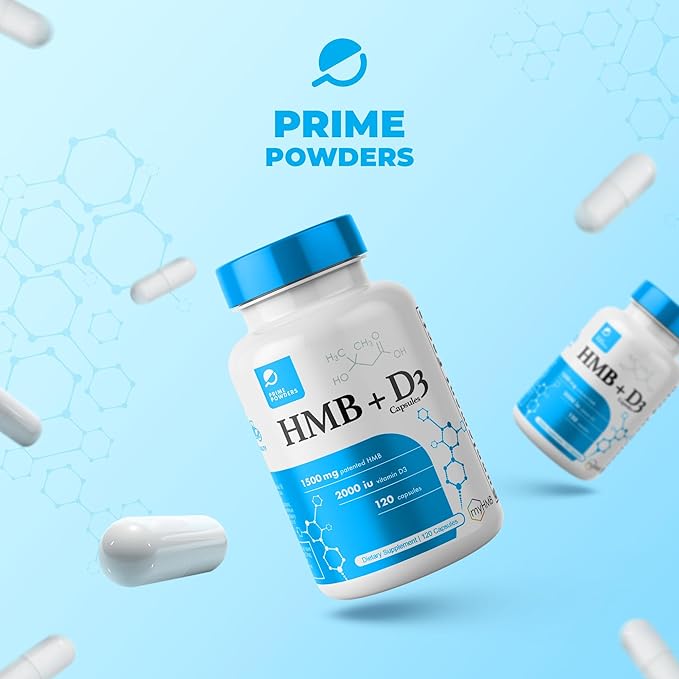 HMB and Vitamin D3 Supplement, 1,500mg Patented Formula with Clinical Dose, Preserve Lean Muscle with Ageless Performance, Beta-Hydroxy Beta-Methylbutyrate Capsules, 120 Count
