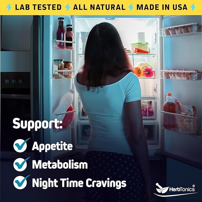 Herbtonics Night Time Weight Supplement & Sleep Aid β Dual-Action Metabolism & Appetite Support | Melatonin, L-Theanine, Lemon Balm, Green Tea Extract | GLP-1 Support | 60 Vegan Capsules