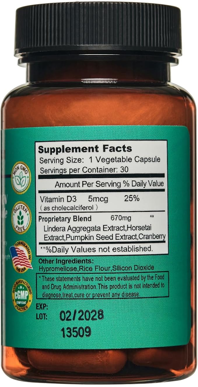 Bladder Control Supplement,Urinary Tract Support,Helps Relieve Urinary Urgency, Reduce leaks, and Decrease Bathroom Visits,Super Formula,one Capsule a Day,30-Day Supply