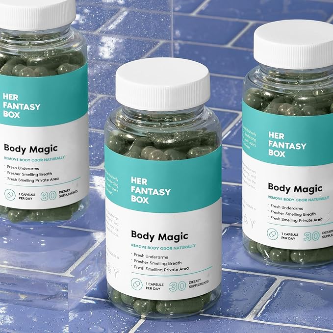 Her Fantasy Box | Body Magic Chlorophyll Capsules - 30 Vegan Capsules for Detox, Digestion, Gut Health, Skin Support, and Oily Skin - Natural Energy Booster