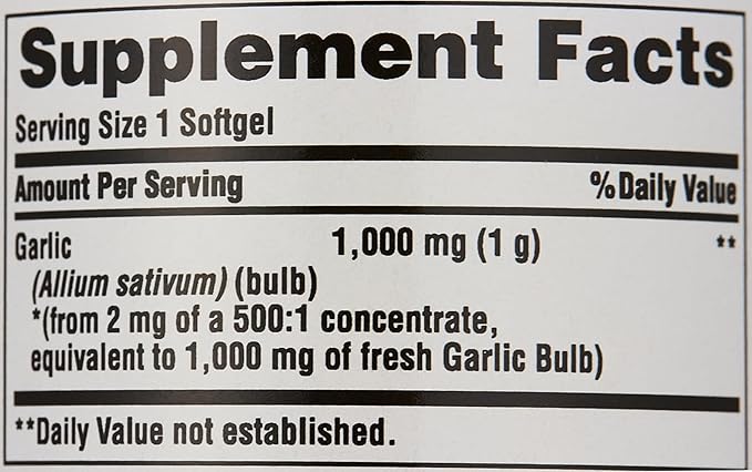 Puritan's Pride Garlic Oil 1000 mg 100 Softgels