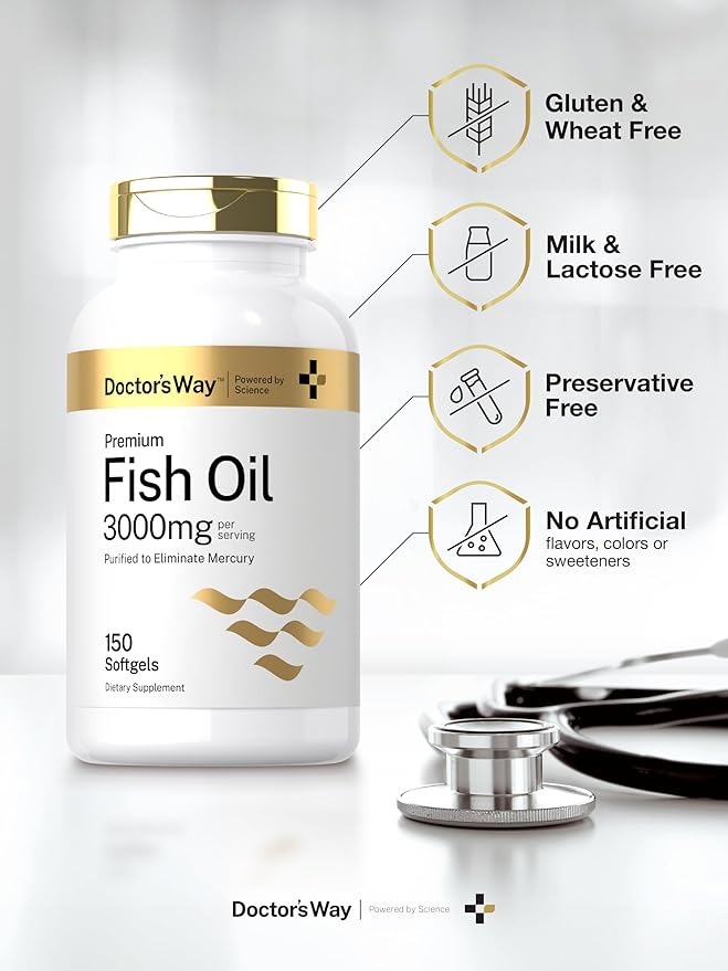 Doctor's Way Fish Oil 3000mg | 150 Softgels | Omega 3 Supplement | EPA and DHA Pills | Non-GMO, Gluten Free