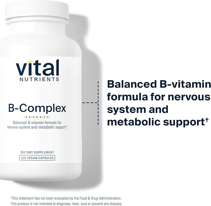 Vital Nutrients Vitamin B-Complex | Vegan High-Potency Methylated B Complex Vitamins | B Vitamins Support Energy Production, Metabolism, and Heart Health* | Gluten, Dairy, Soy Free | 120 Capsules